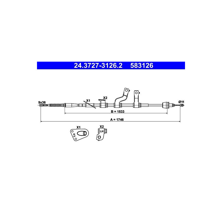Câble de frein à main 24.3727-3126.2 ATE pour HYUNDAI i30 i30 Break i30 Coupé - Image 4