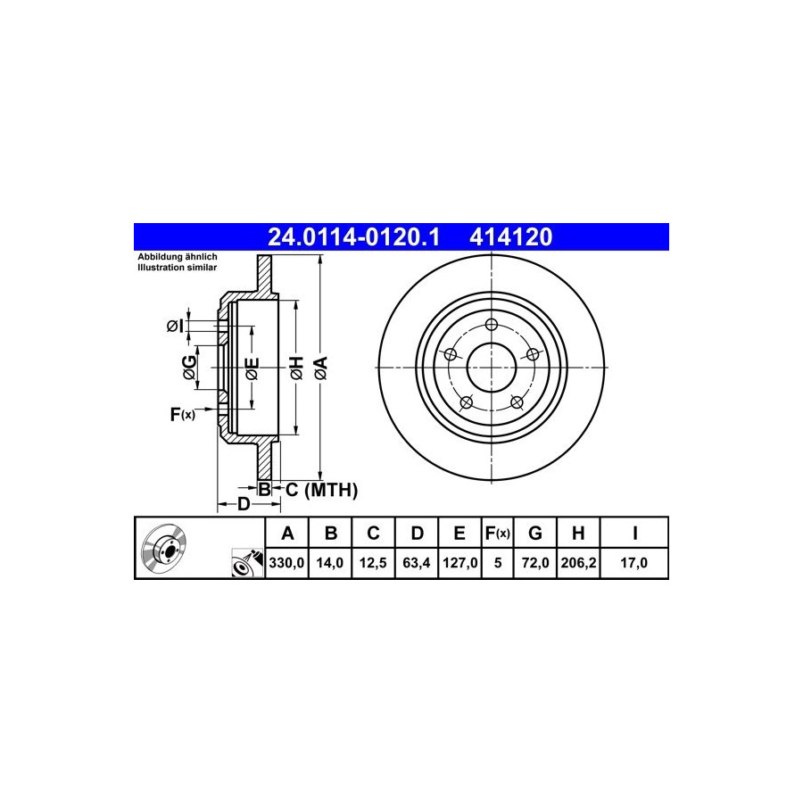 Disque De Frein Ate 24.01140120.1 Jeep