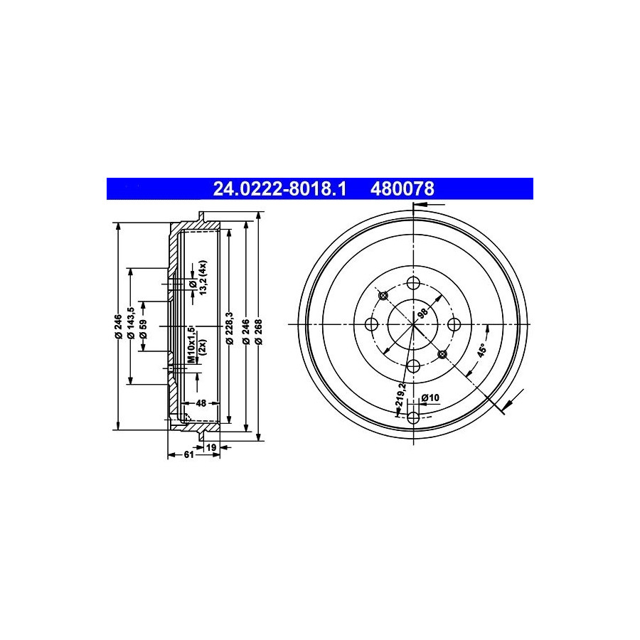 Tambour de frein ATE 24.0222-8018.1 - Image 3