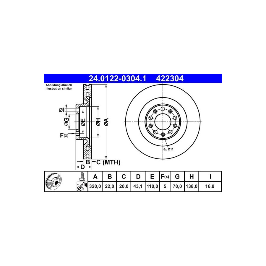 Disque de frein ATE 24.0122-0304.1 - Image 4