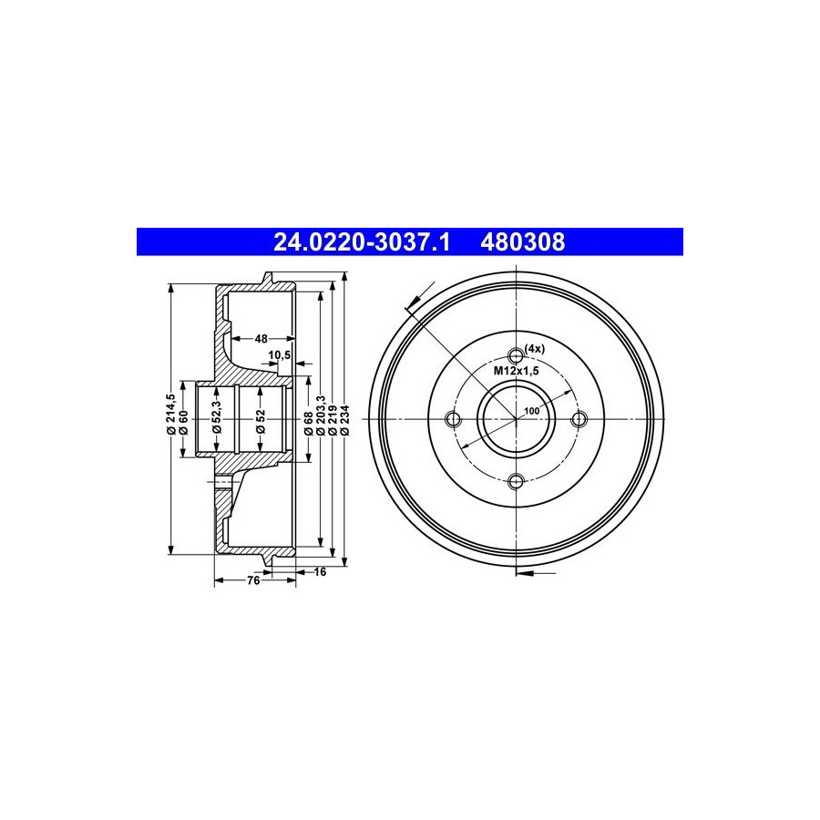Tambour de frein ATE 24.0220-3037.1 - Image 4