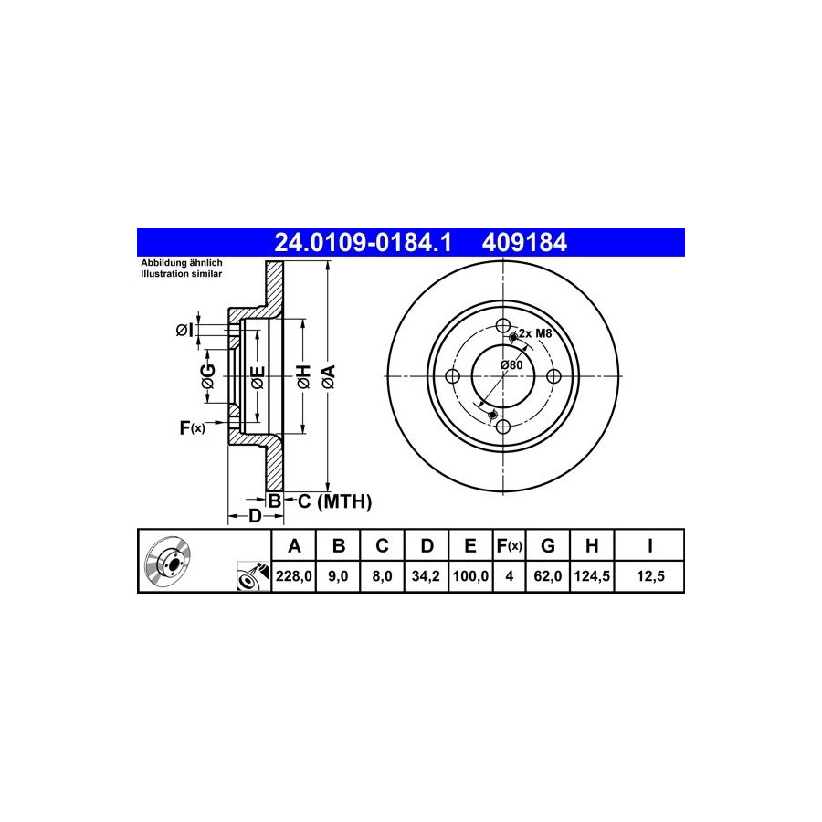 Disque De Frein Ate 24.01090184.1 Suzuki
