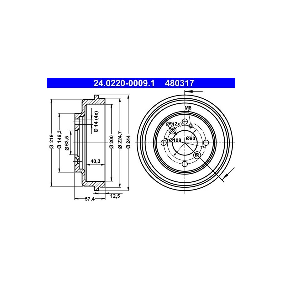 Tambour de frein ATE 24.0220-0009.1 - Image 2