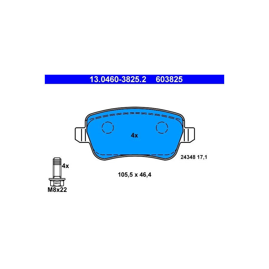 Kit de plaquettes de frein, frein à disque ATE 13.0460-3825.2 - Image 4