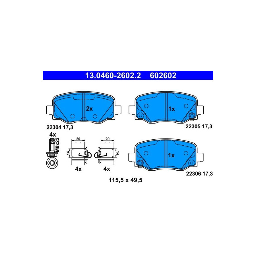 Plaquettes de frein 13.0460-2602.2 ATE pour JEEP FIAT ALFA ROMEO - Image 5