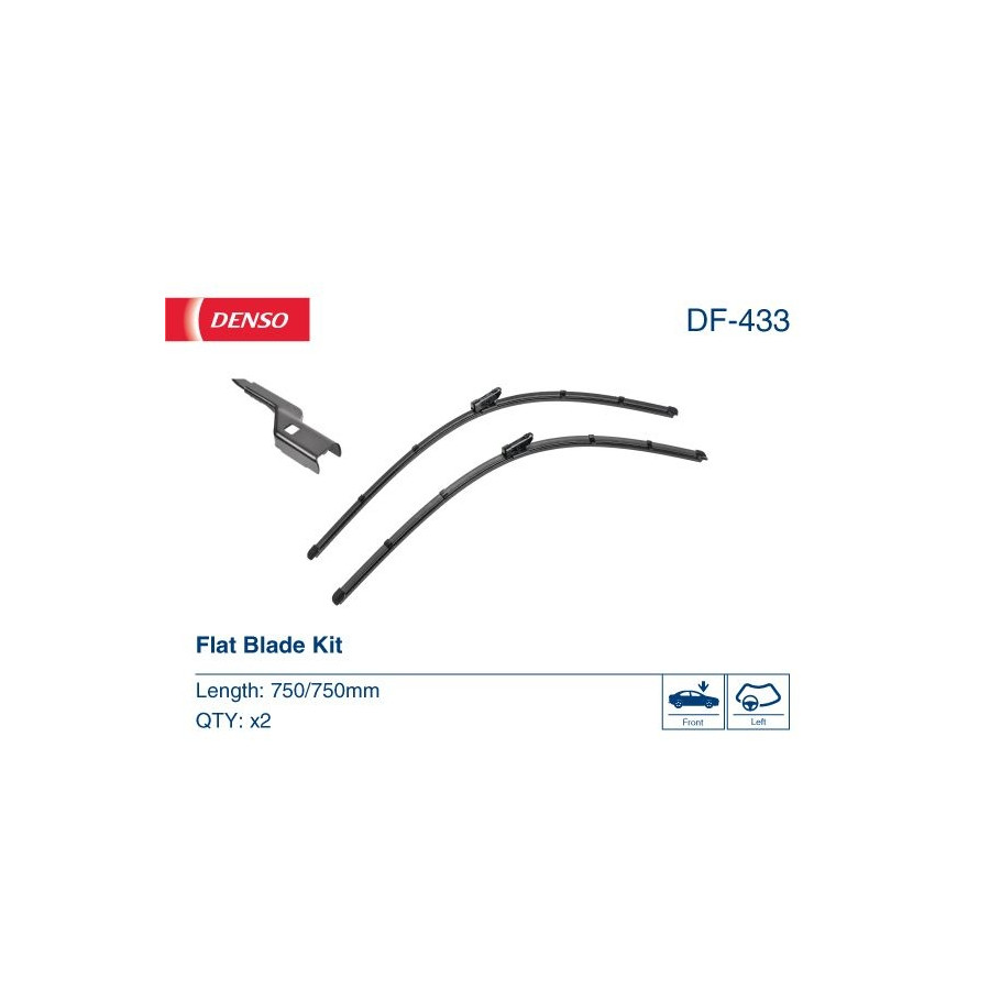 2x Balai d'essuie-glace plat DF-433 DENSO pour VW CUPRA - Image 4