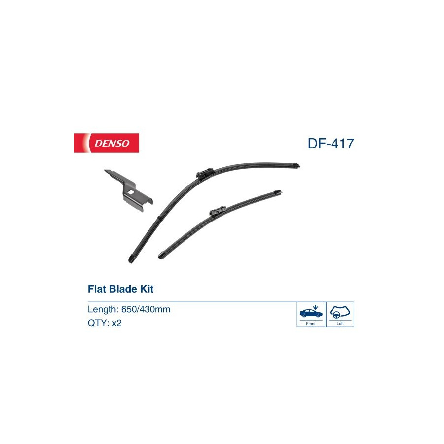 2x Balai d'essuie-glace plat DF-417 DENSO pour PEUGEOT DS CUPRA BYD - Image 4