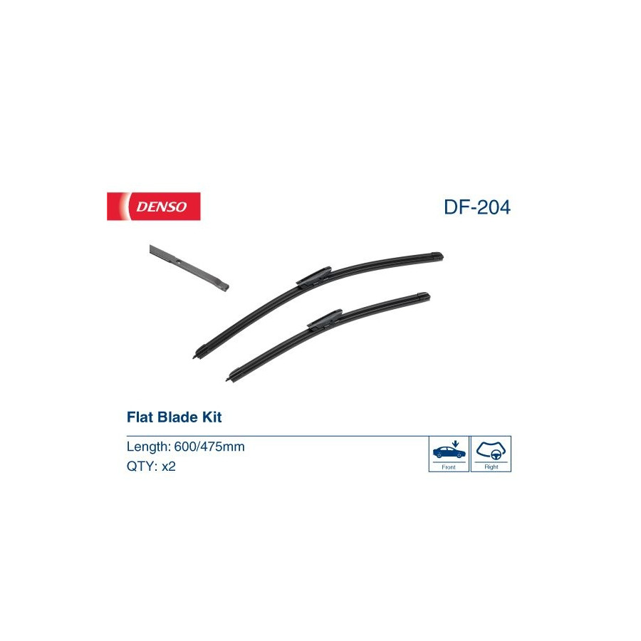 2x Balai d'essuie-glace plat DF-204 DENSO pour CITROËN C4 CACTUS - Image 4