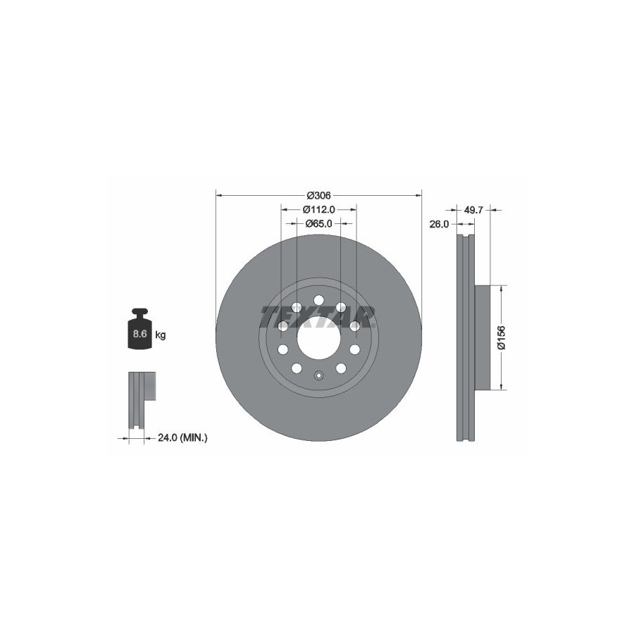 Textar Disque De Frein 92334805 Audi;Cupra;Ford;Seat;Skoda;Volkswagen
