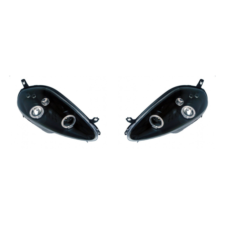 Set de phares pour Fiat Grande Punto 2005-2008 - Noir - Angel-Eyes inclus