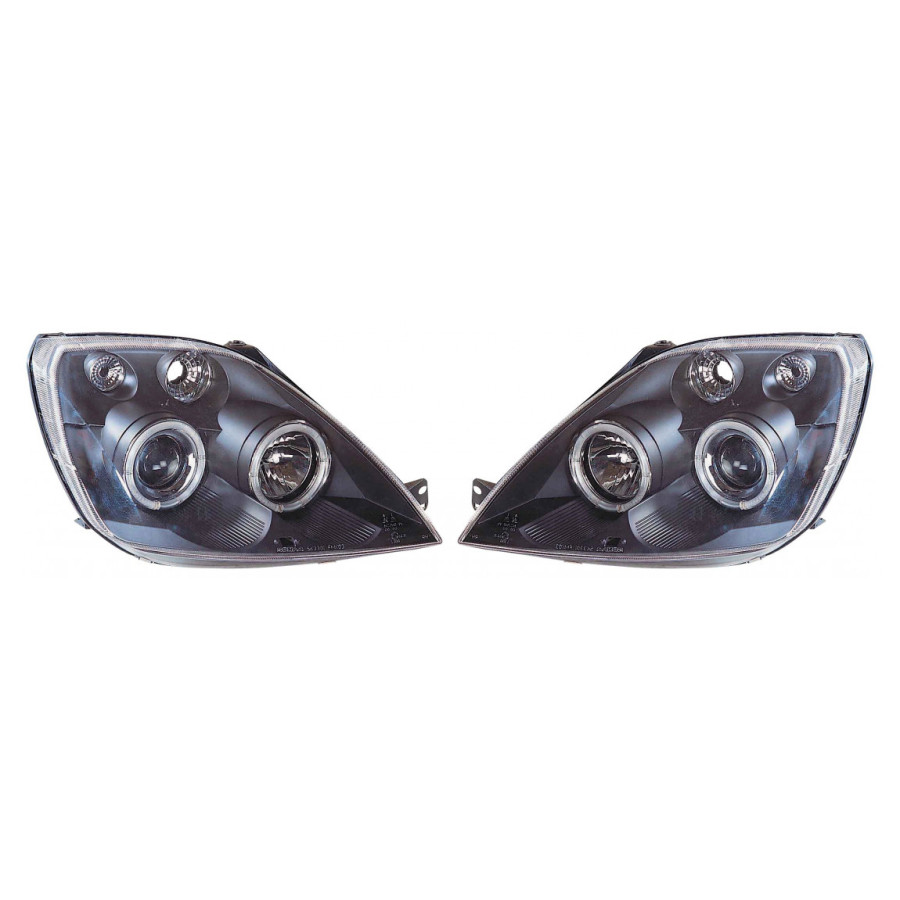 Set de phares pour Ford Fiesta V 2002-2008 - Noir - Angel-Eyes inclus