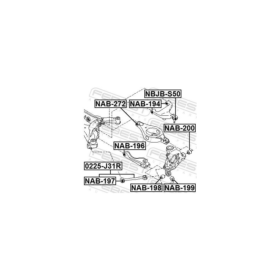 Febest Douille De Palier, Bras Transversal Nab200 Infiniti;Nissan