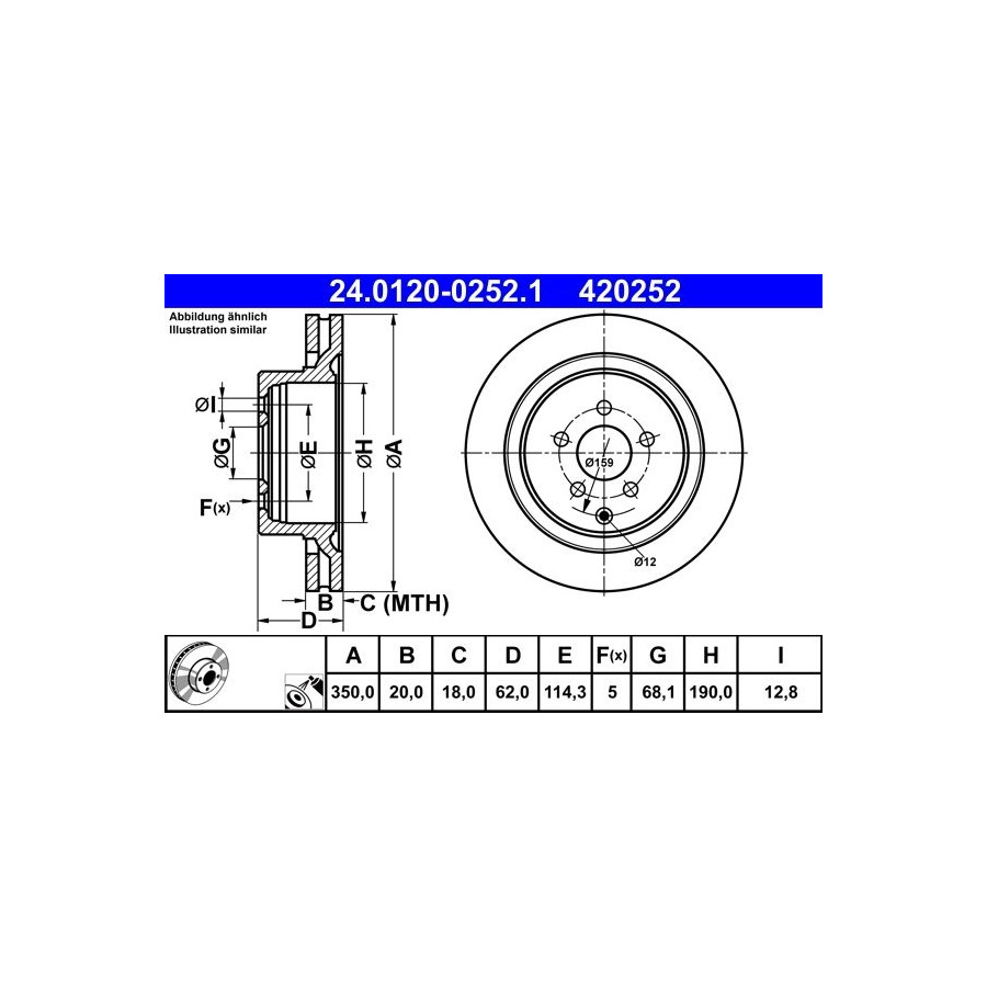 Disque de frein ATE 24.0120-0252.1 arrière, ventilé, 1 pièce - Image 4