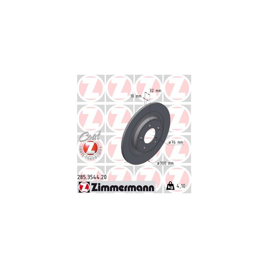 Zimmermann Disque De Frein 285.3544.20 Hyundai;Kia