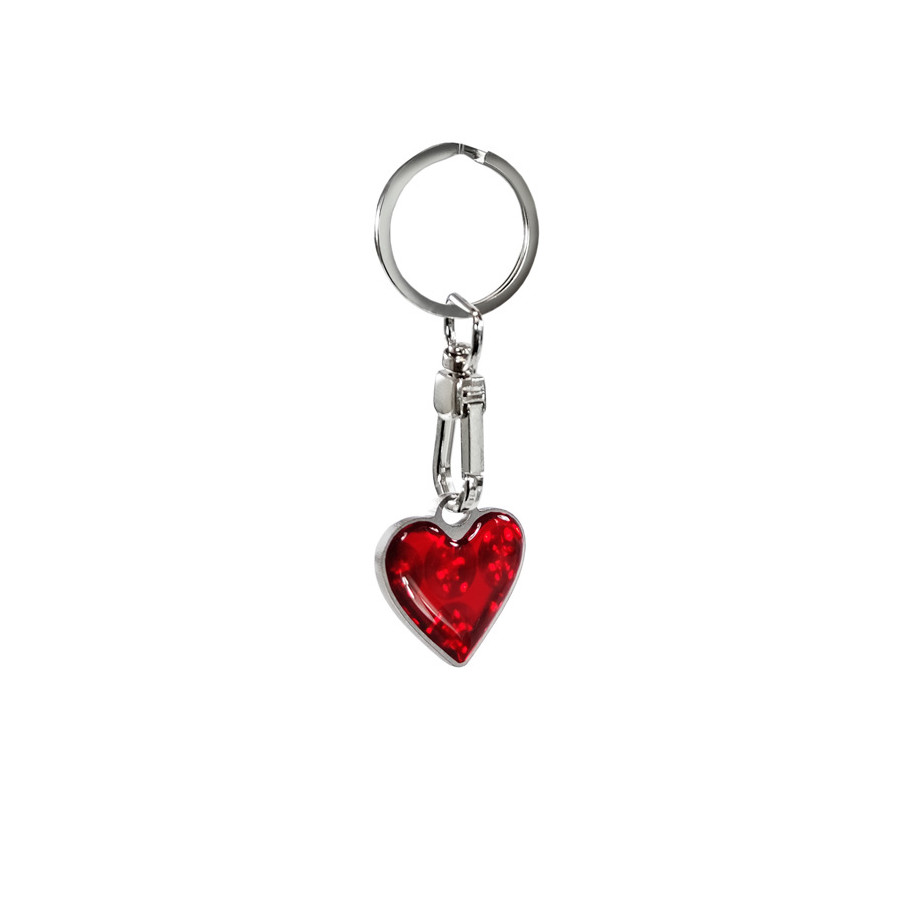 Porte-clés inox - 'Coeur' Rouge