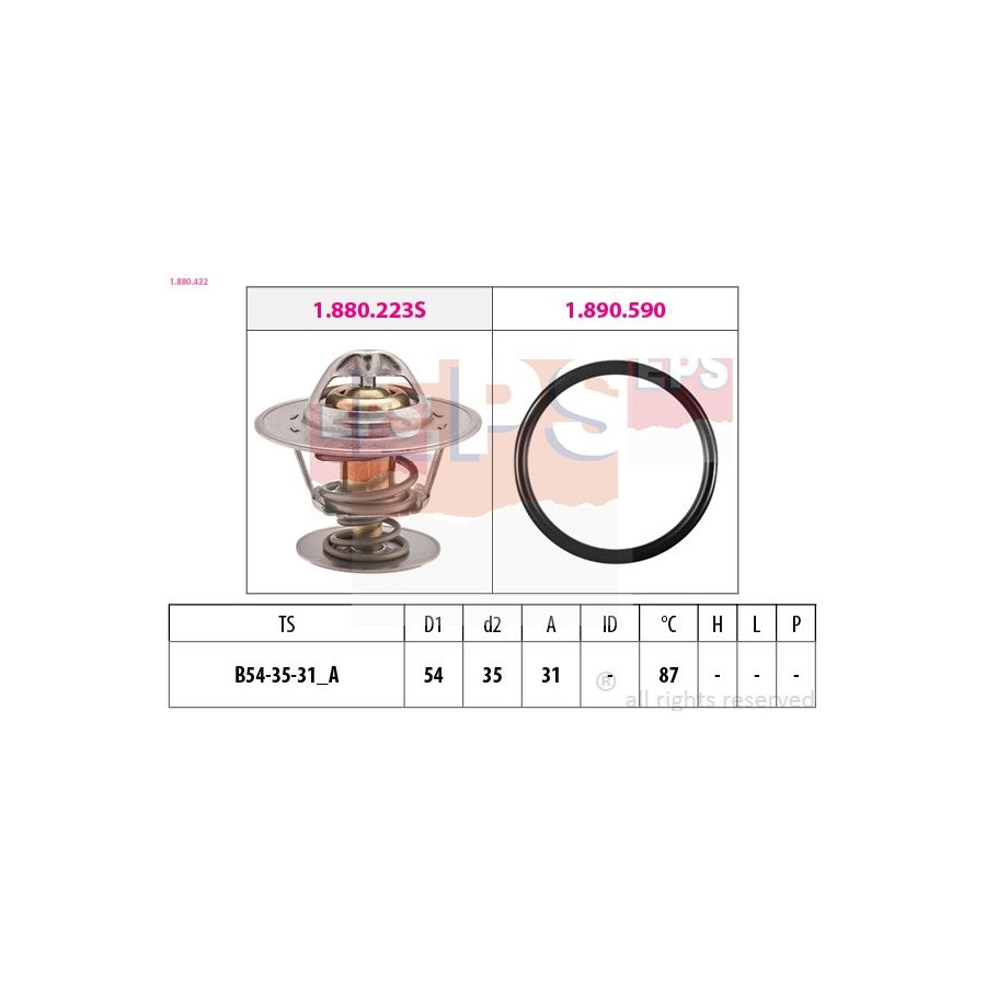 Eps Facet Thermostat D'eau Made In Italy - Oe Equivalent 1.880.432 Audi;Ford;Seat;Skoda;Volkswagen