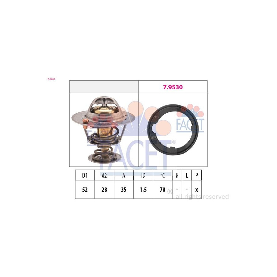 Facet Thermostat, Liqiuide De Refroidissement Made In Italy - Oe Equivalent 7.8267 7.8267 Honda;Rover