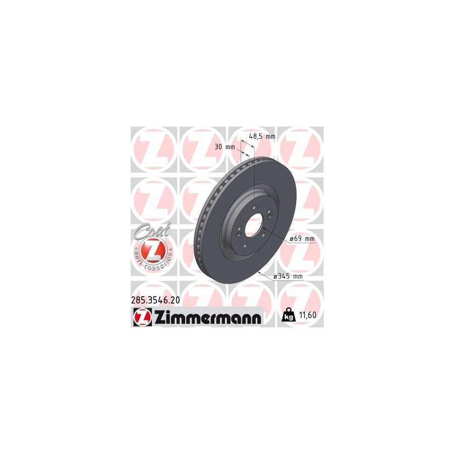 Zimmermann Disque De Frein 285.3546.20 Hyundai;Kia