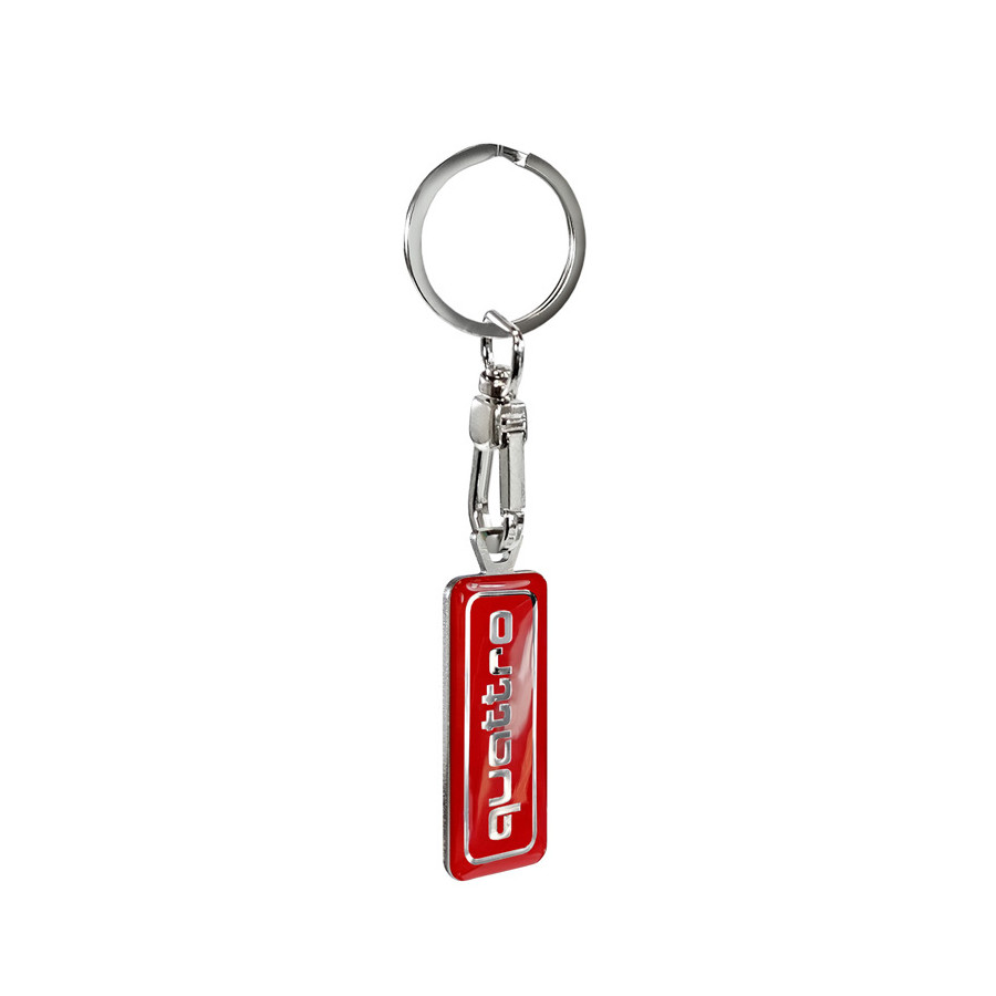 Porte-clés en acier inoxydable - 'Quattro' Rouge