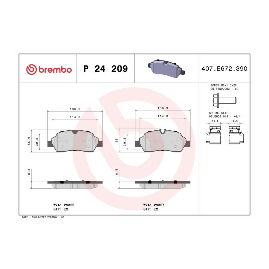 Ensemble De Plaquettes De Frein Disque 18 Mm BREMBO Pour Notamment FORD TRANSIT - Image 4