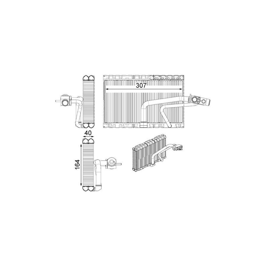 Vaporisateur Climatisation Tubes Parallèle 307 MM - 160 MM MAHLE pour U. A. MB - Image 4