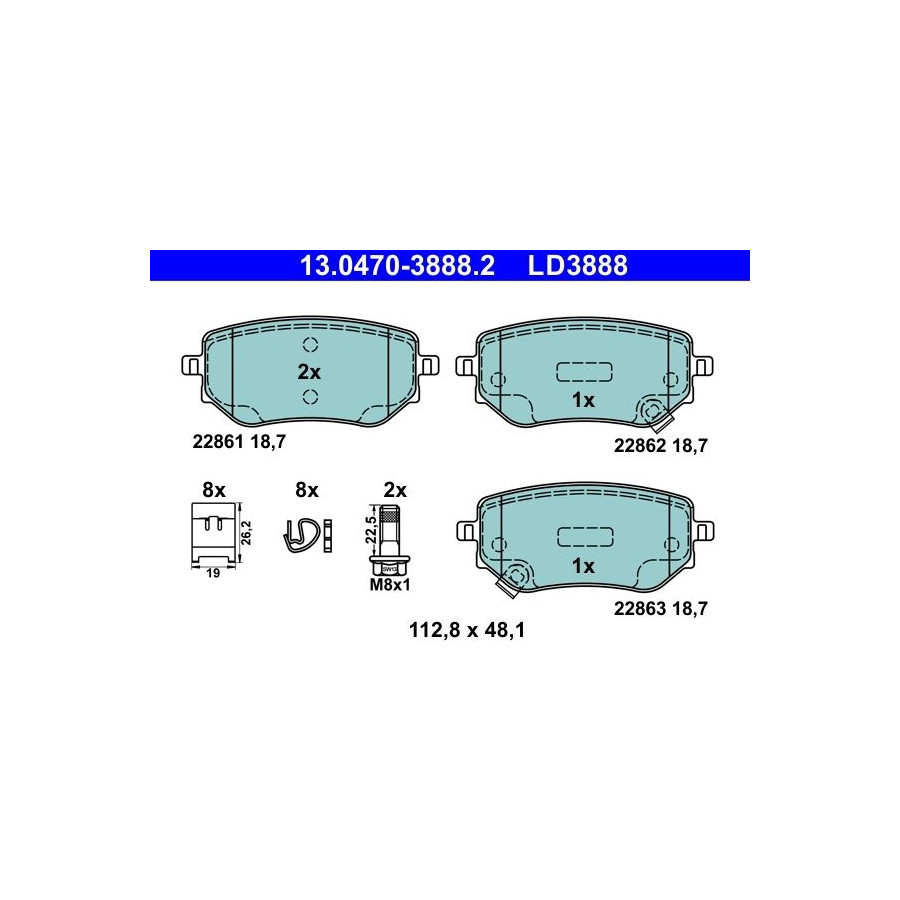 Plaquettes de frein 13.0470-3888.2 ATE pour NISSAN MERCEDES-BENZ RENAULT - Image 3