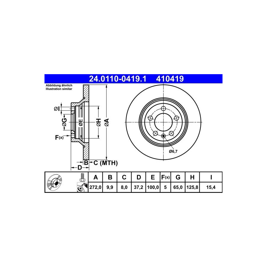 2x Disque de frein plein 24.0110-0419.1 ATE pour VW AUDI - Image 5