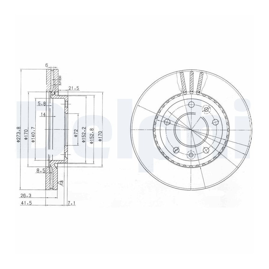 Delphi Disque De Frein Bg4015 Kia