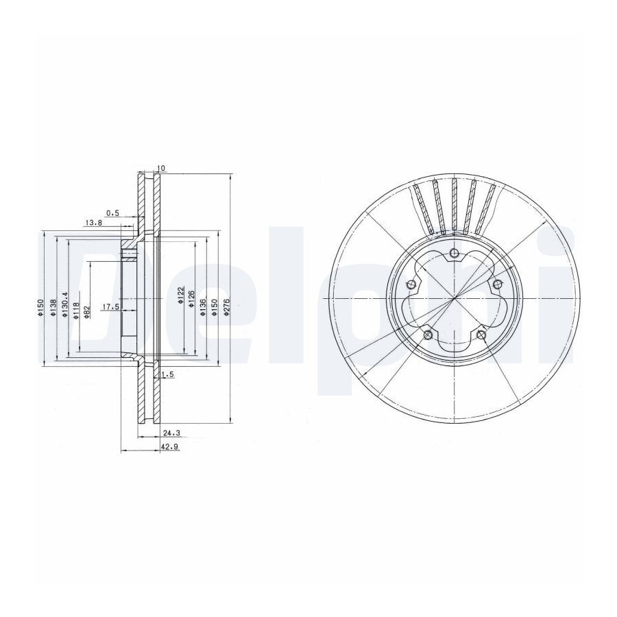 Delphi Disque De Frein Bg3676 Ford