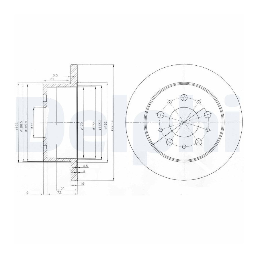 Delphi Disque De Frein Bg3853 Citroen;Fiat;Peugeot;Toyota