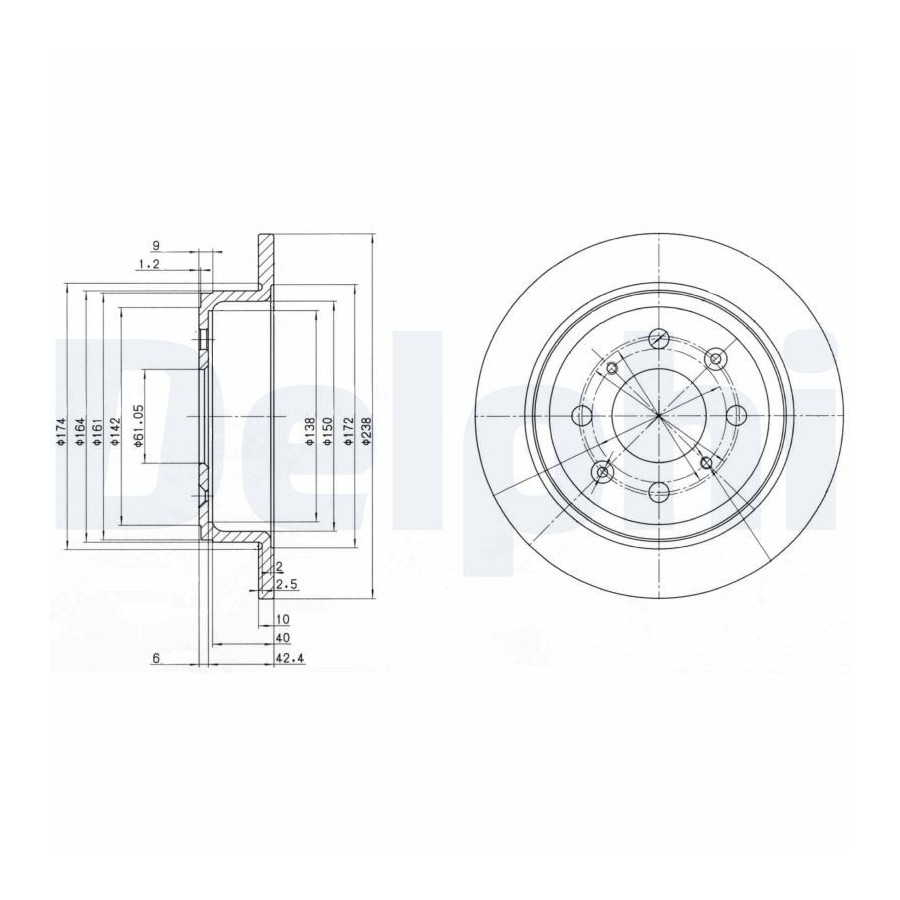 Delphi Disque De Frein Bg2538 Acura;Honda;Lotus;Mg;Rover