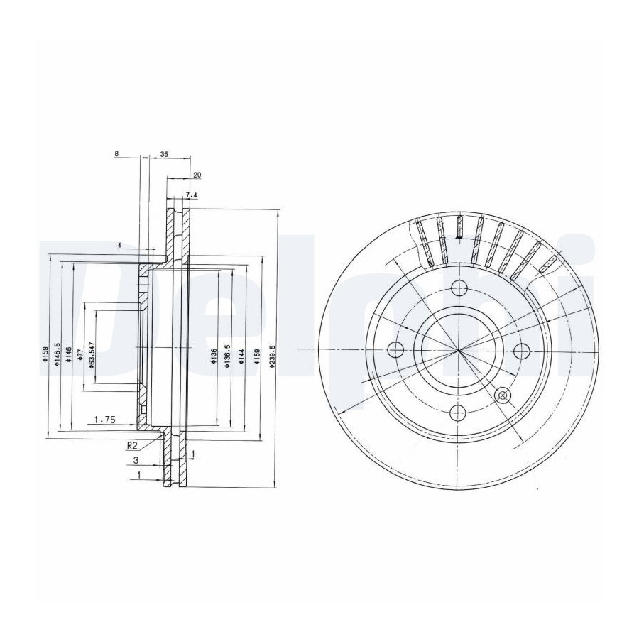 Delphi Disque De Frein Bg2440 Ford;Mazda