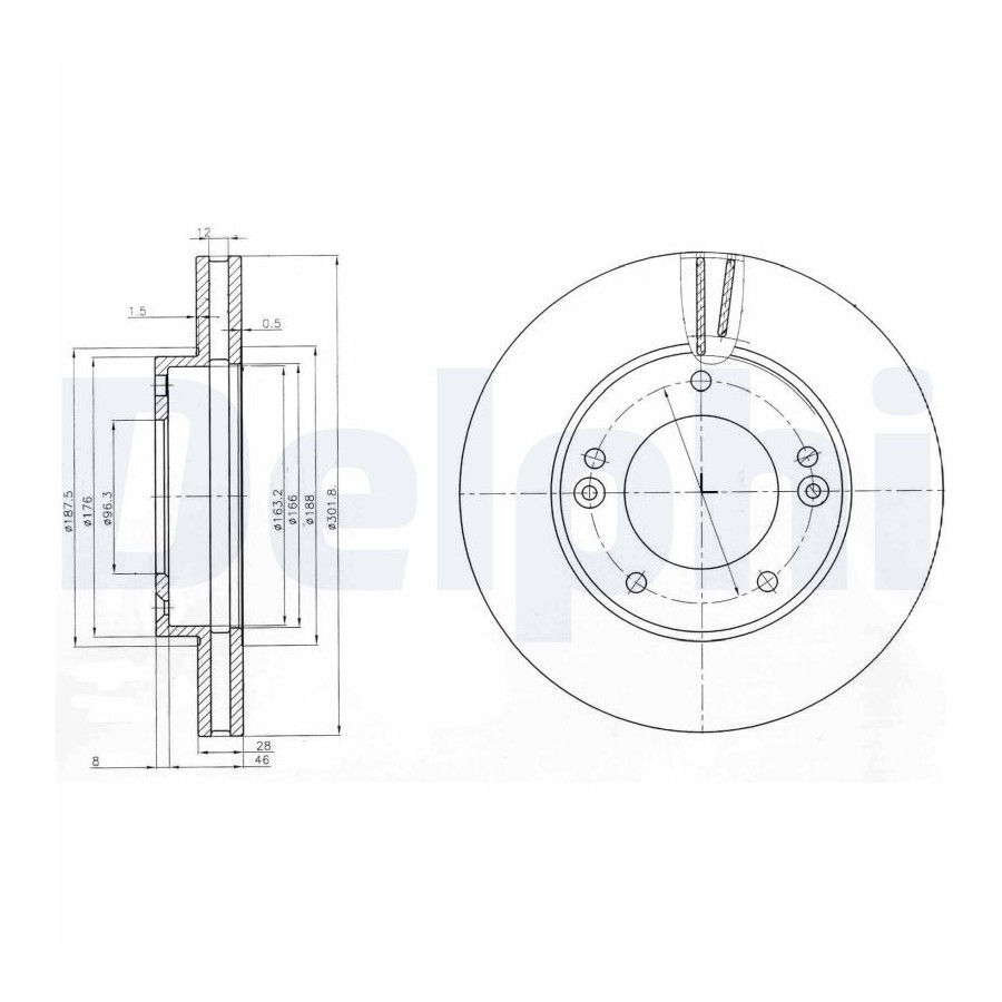 Delphi Disque De Frein Bg3858 Avant, Ventilé, 2 Pièce - Image 2