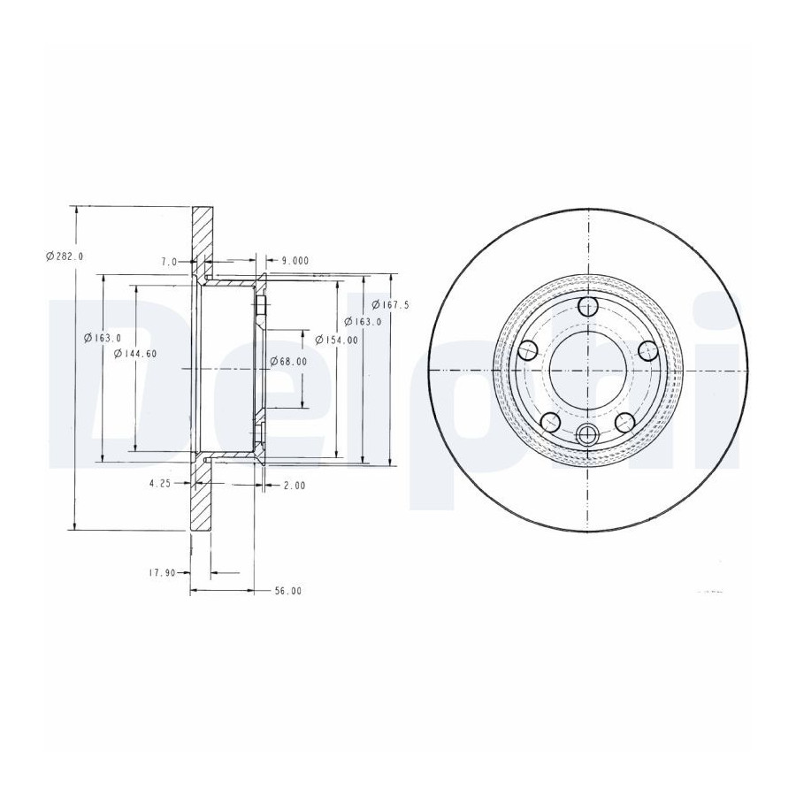 Delphi Disque De Frein Bg2898 Volkswagen