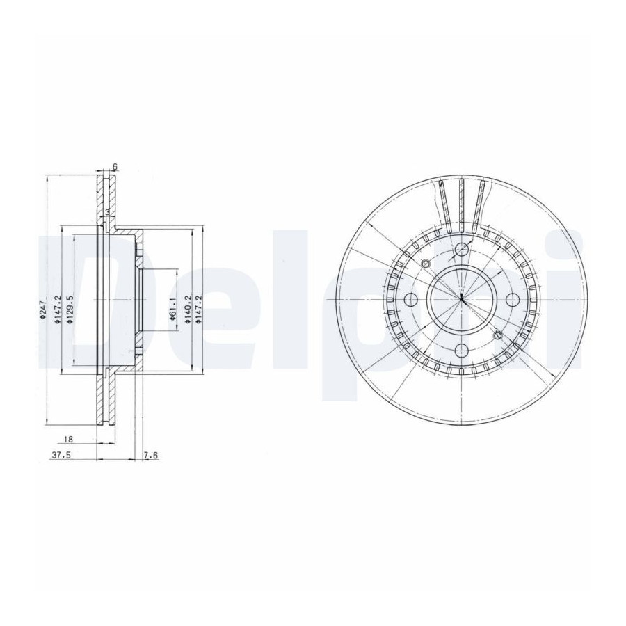 Delphi Disque De Frein Bg3134 Nissan