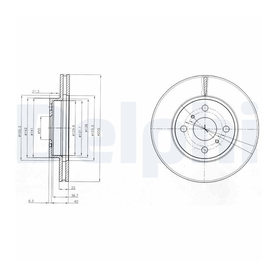 Delphi Disque De Frein Bg4053 Toyota