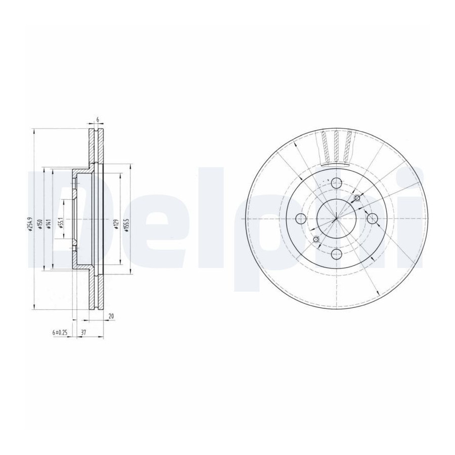 Delphi Disque De Frein Bg3520 Toyota