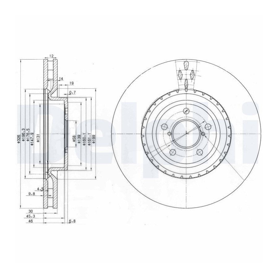 Delphi Disque De Frein Bg3818 Subaru