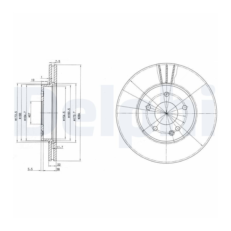 Delphi Disque De Frein Bg2768 Mercedes-Benz