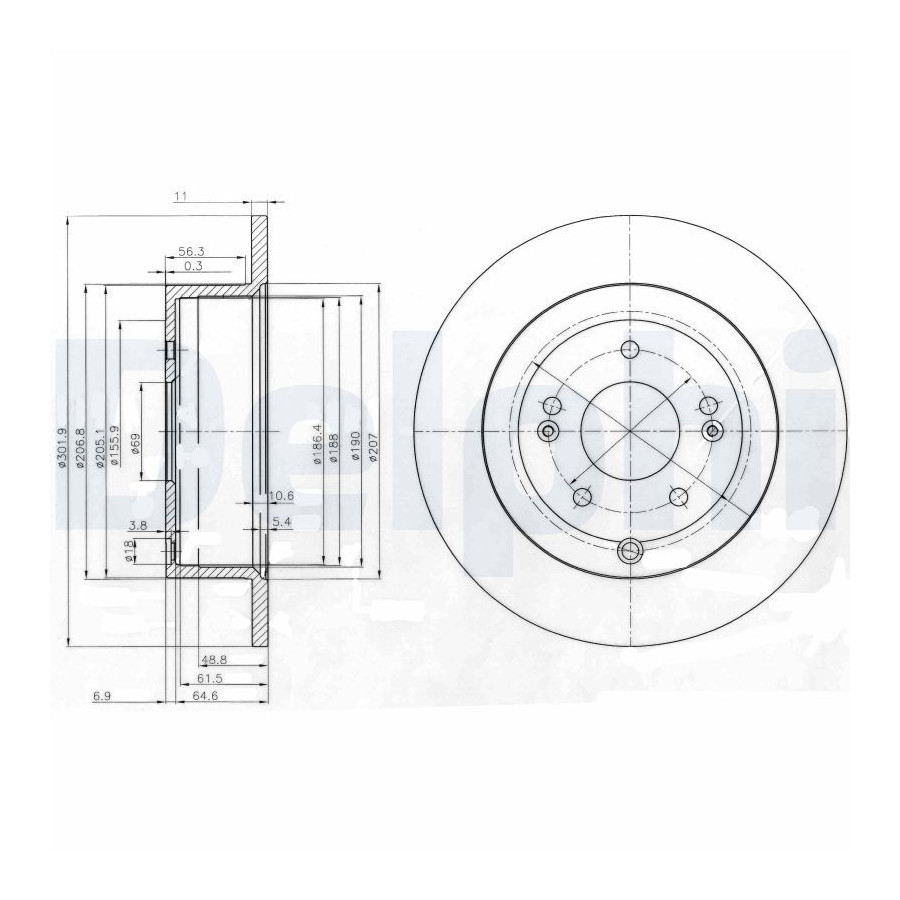 Delphi Disque De Frein Bg4136 Hyundai