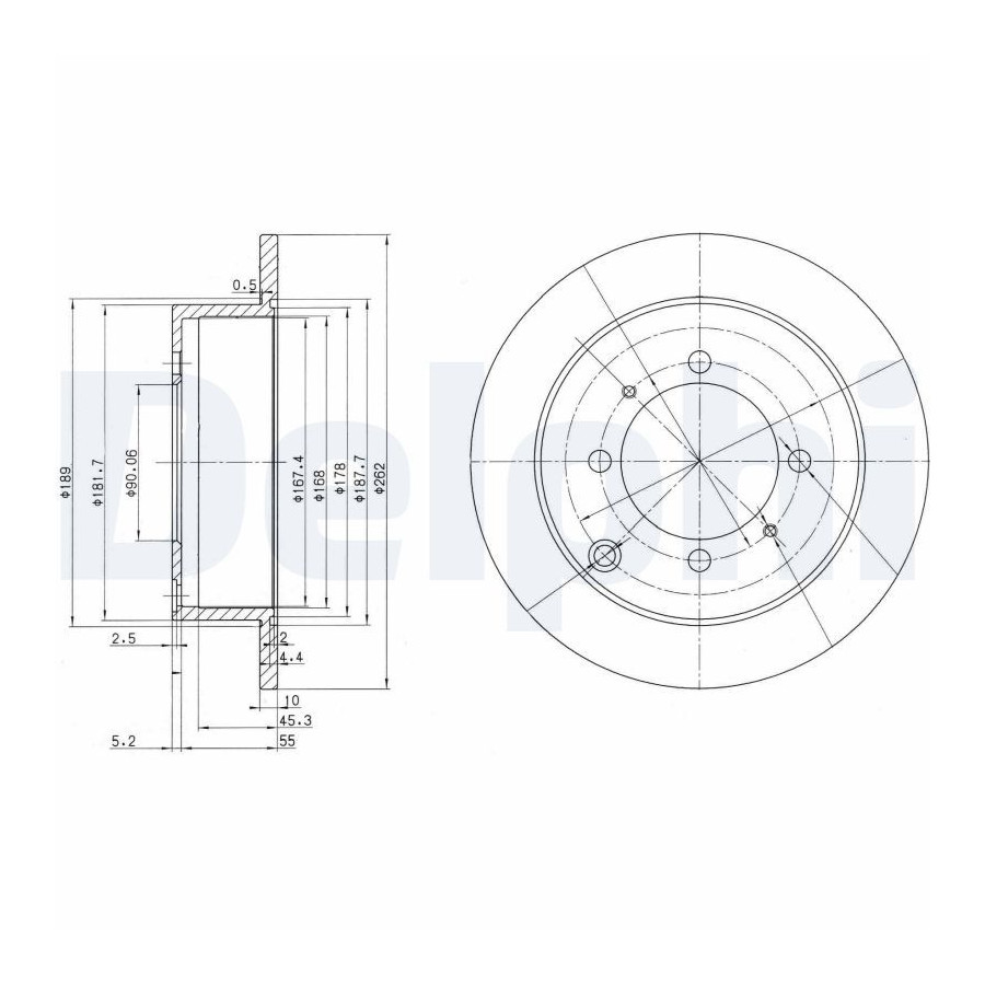 Delphi Disque De Frein Bg3400 Hyundai;Kia;Mitsubishi