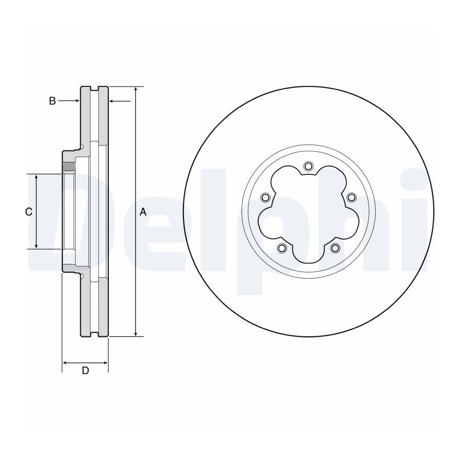 Disque de frein ventilé BG9176C DELPHI pour FORD TRANSIT CUSTOM V362 Fourgon - Image 4