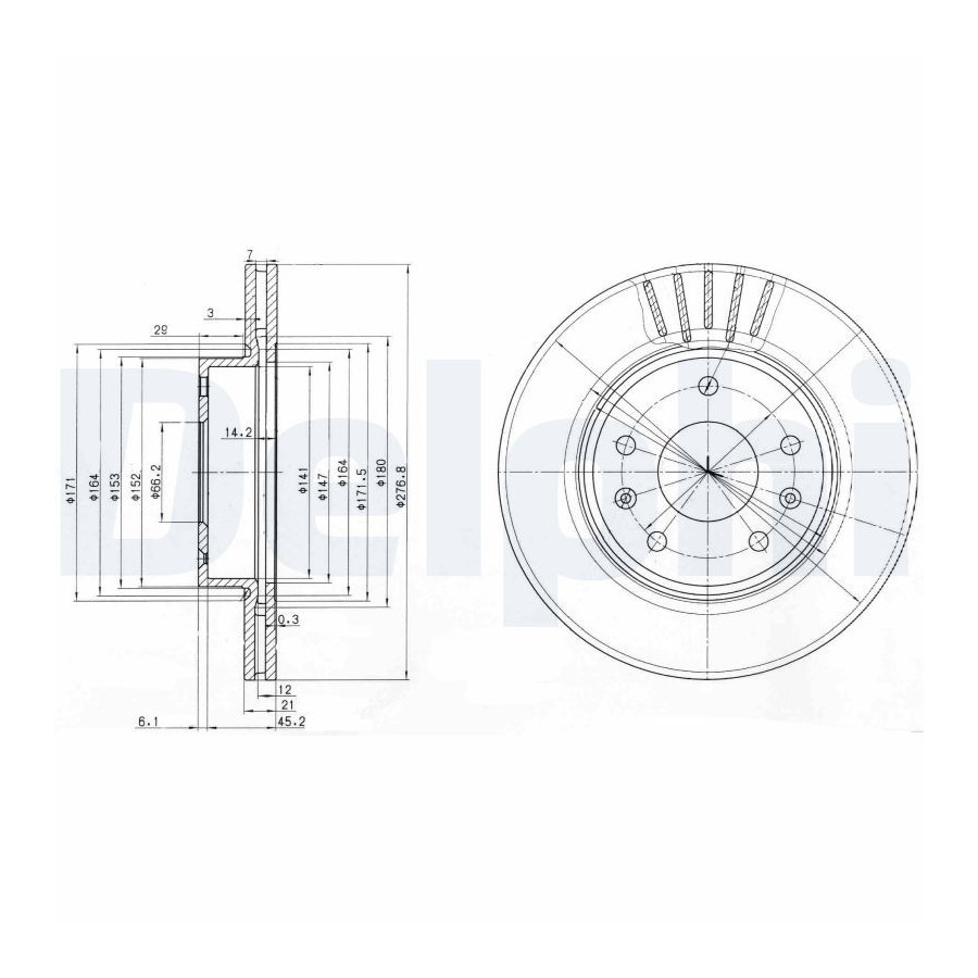 Delphi Disque De Frein Bg3702c Land Rover