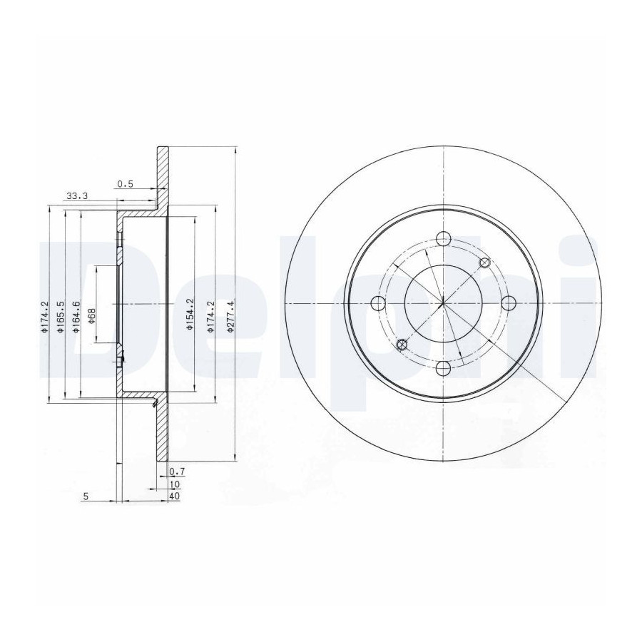 Delphi Disque De Frein Bg3764 Nissan