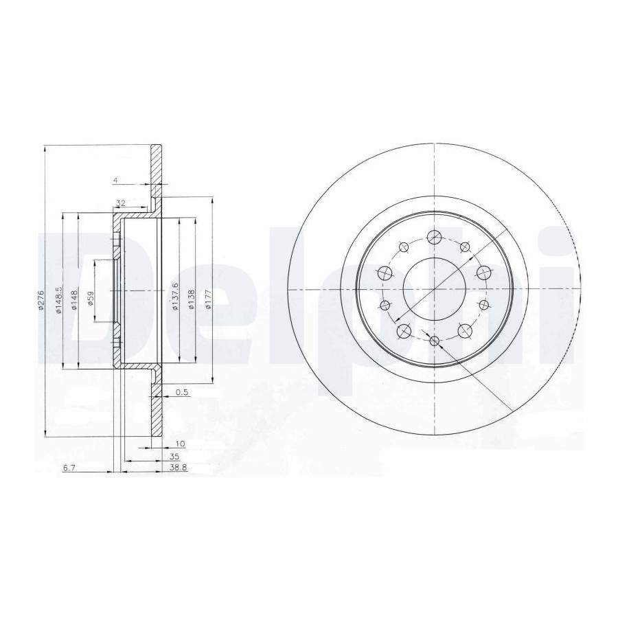 Delphi Disque De Frein Bg3857 Alfa Romeo