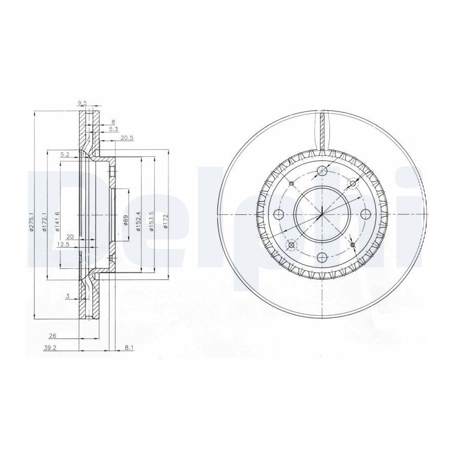 Delphi Disque De Frein Bg4016 Kia