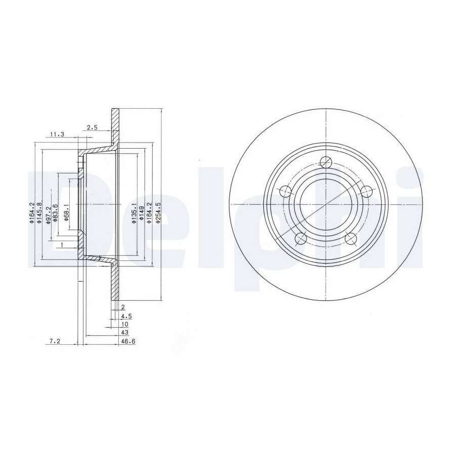 Delphi Disque De Frein Bg3672 Audi