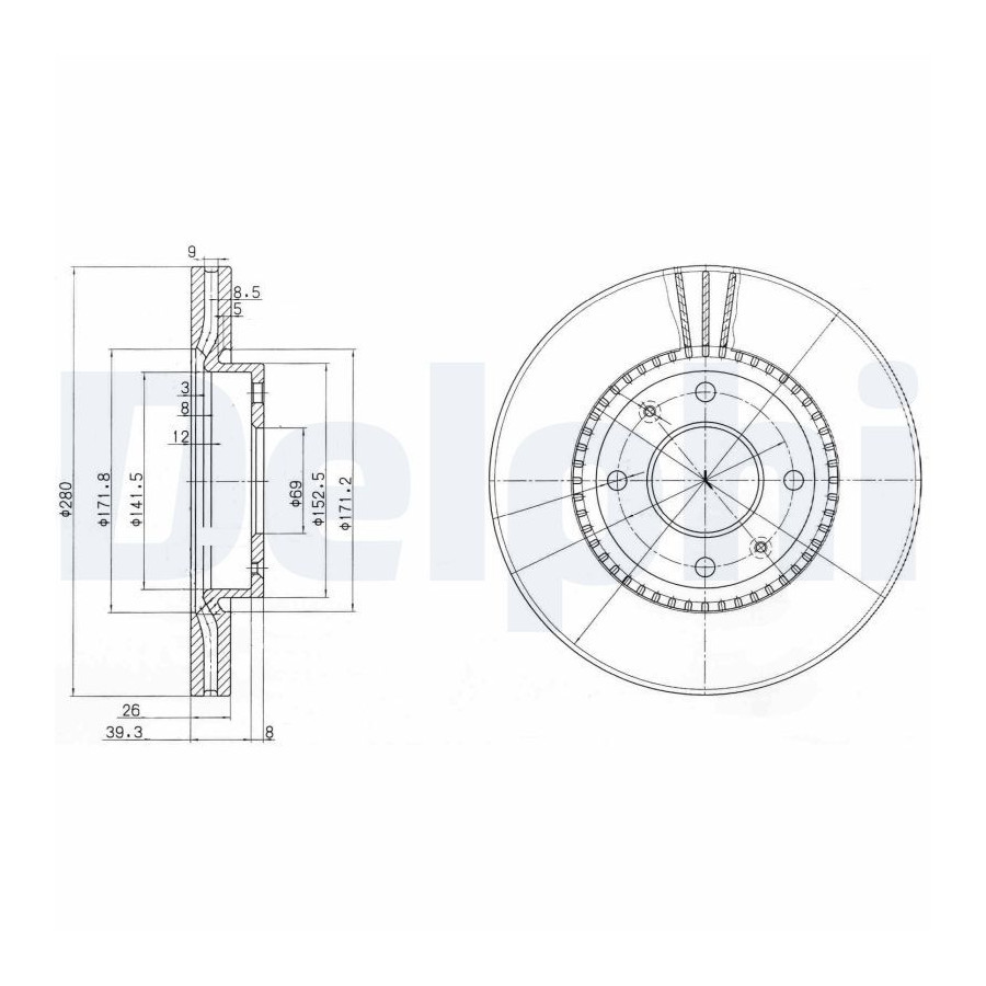 Delphi Disque De Frein Bg4013 Hyundai;Kia