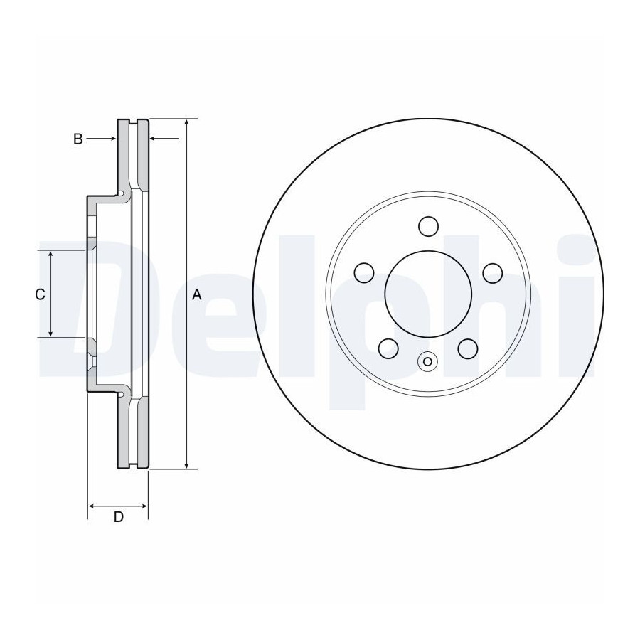 Delphi Disque De Frein Bg4963c Audi;Seat;Skoda;Volkswagen