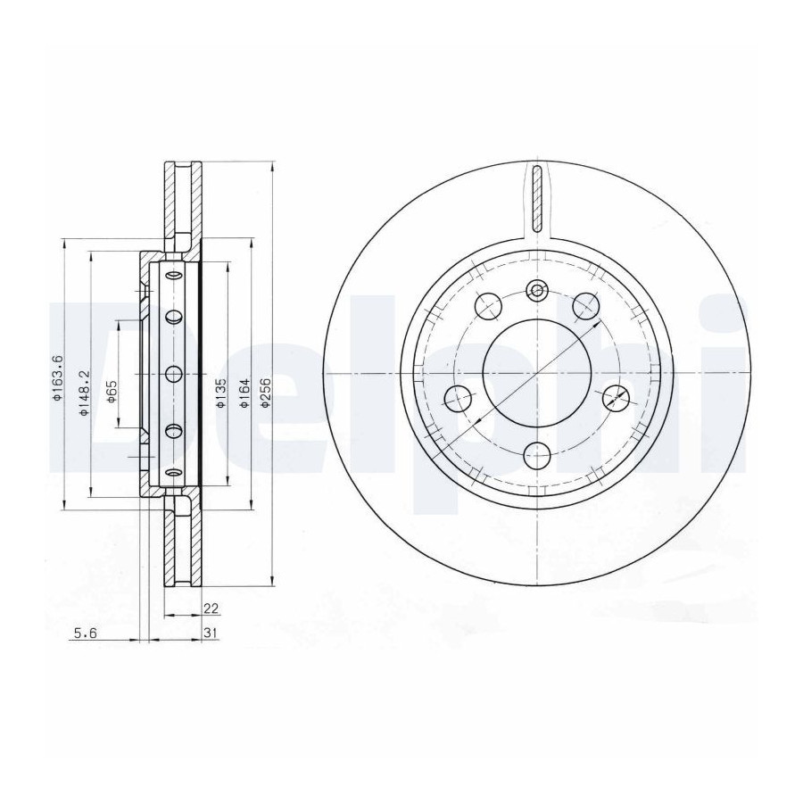 Delphi Disque De Frein Bg3611 Audi;Seat;Skoda;Volkswagen